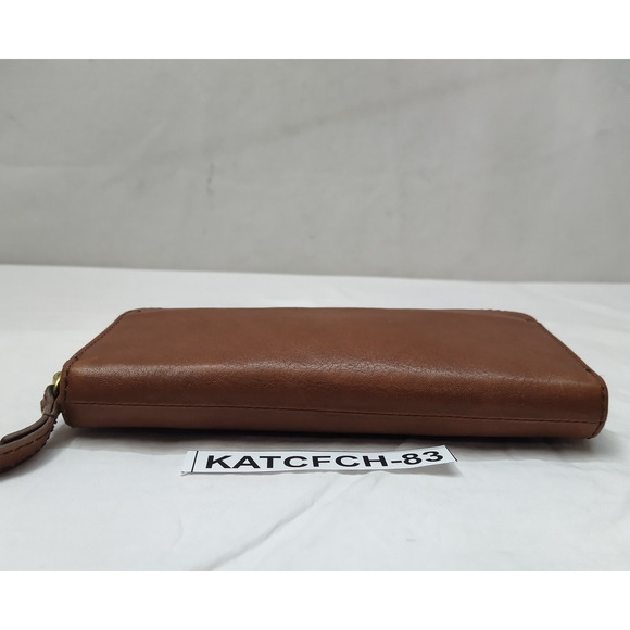 Fossil Brown Leather Zip Around Credit Card Wallet - Picture 4 of 16
